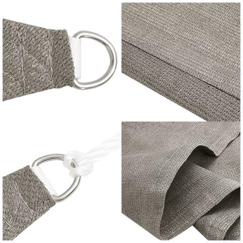 Vela Parasole 160 G /m Rettangolare Grigio Chiaro 2,5x4,5m Hdpe - Foto 2