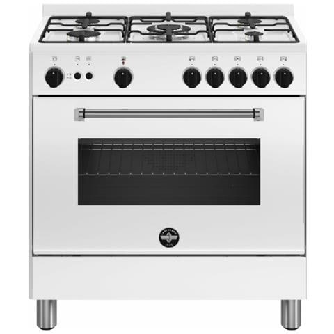 Cucina Elettrica AMN855GBV 5 Fuochi a Gas Forno Elettrico Multifunzione Termoventilato Classe A 90cm Colore Bianco - Foto 1