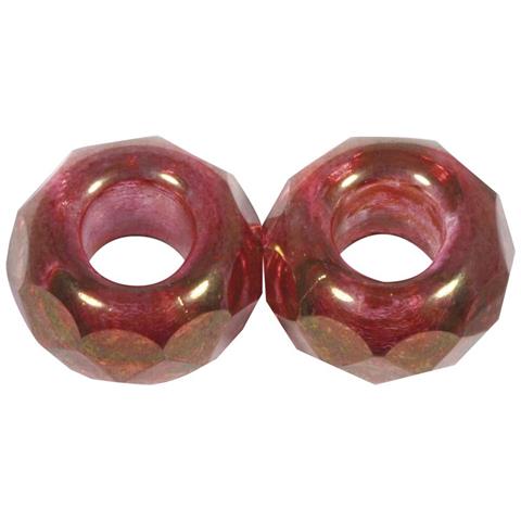 2 Pezzi - Perline In Vetro Con Foro Grande Ø13mm L. 5 Mm - Colore Rosso Classico - Foto 1
