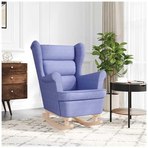 Sedia A Dondolo Jeans Blu 74x90x102 Cm In Tessuto - Foto 3