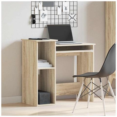Scrivania E Ripiani Rovere Sonoma 84x40x78 Cm Legno Multistrato - Foto 3