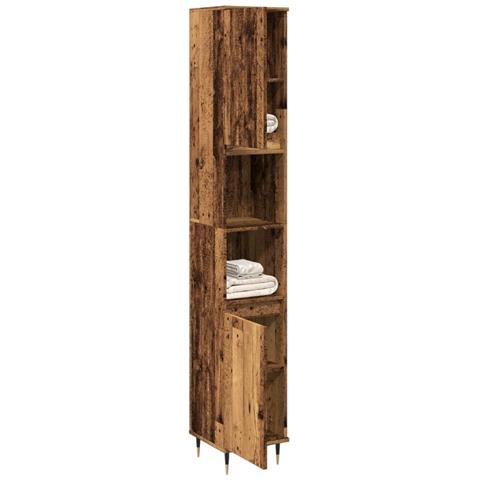 Armadietto Bagno Legno Antico 30x30x190 Cm In Legno Multistrato - Foto 3