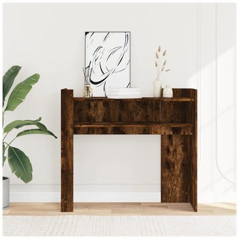 Tavolino Consolle Rovere Fumo 100x35x90 Cm In Legno Multistrato - Foto 2
