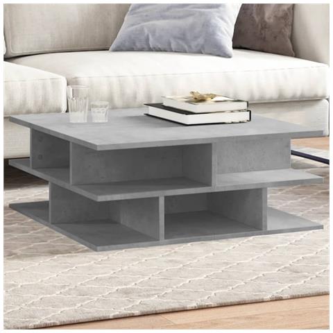 Tavolino Da Salotto Grigio Cemento 70x70x29cm Legno Multistrato - Foto 8
