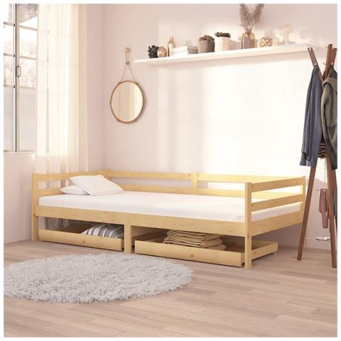 Divano Letto Con Cassetti 90x200 Cm Legno Massello Di Pino - Foto 7