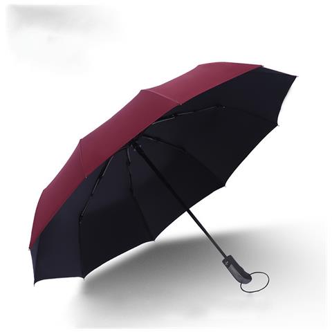 Ombrello Pieghevole Automatico - 10 Stecche Colla Nera Darkred - Foto 1