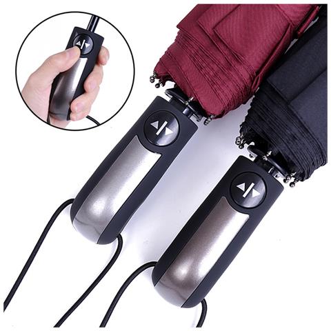 Ombrello Pieghevole Automatico - 10 Stecche Colla Nera Darkred - Foto 2