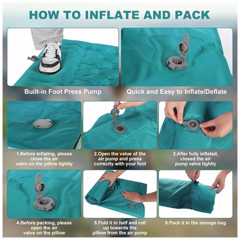 Materassino Gonfiabile Per Campeggio Ed Escursionismo Orange - Foto 5