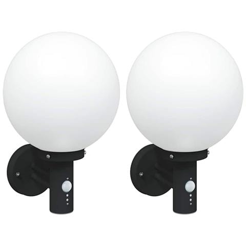 Luci da Parete da Esterno con Sensore 2 pz Acciaio Inossidabile Nero IP44 - Foto 1