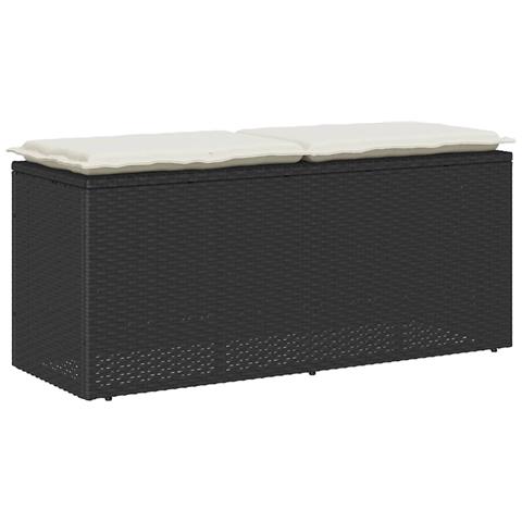 Panca da Giardino con Cuscino Nera 110x40x44 cm in Polyrattan - Foto 1