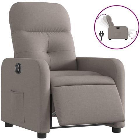 Poltrona Elettrica Reclinabile Tortora in Tessuto - Foto 1
