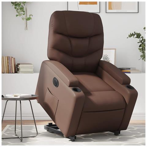 Poltrona Alzapersona Reclinabile Marrone in Similpelle - Foto 2