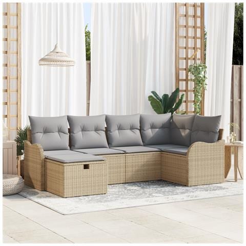 Set Divano Sezionale da Giardino con Cuscini Beige in Rattan Polietilene, Divano da Giardino 2 Posti con Ripostiglio e Cuscini Beige in Rattan Polietilene - Foto 2