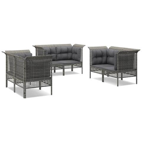 Set Divani da Giardino 6 pz con Cuscini in Polyrattan Grigio - Foto 1