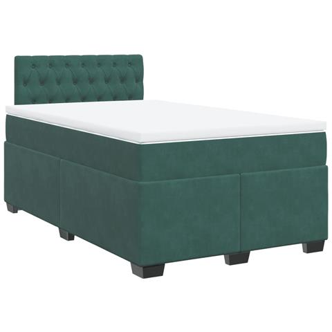 Giroletto a Molle con Materasso Verde Scuro 120x190 cm Velluto - Foto 1
