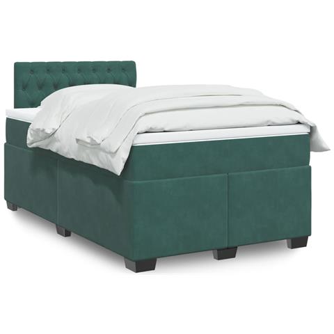 Giroletto a Molle con Materasso Verde Scuro 120x190 cm Velluto - Foto 2