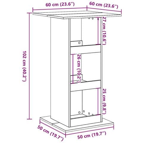 Tavolo Bar Portaoggetti Rovere 60x60x102 cm Legno Multistrato - Foto 9