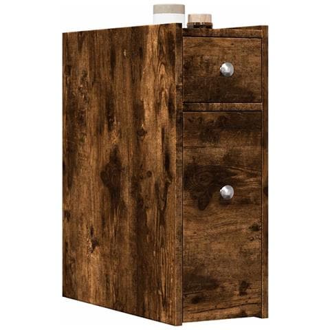 Armadietto da Bagno Stretto con Ruote Rovere Fumo in Truciolato - Foto 2