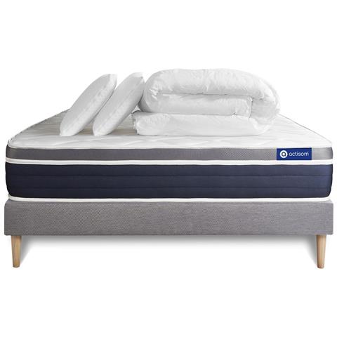 Pacchetto Letto Completo - Materasso 140x200cm + Box Spring Con Doghe (in Kit) + 2 Cuscini + Piumino - Actilatex Confort - Foto 4