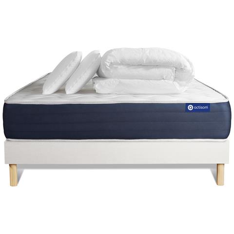 Pacchetto Letto Completo - Materasso 140x200cm + Box Spring Con Doghe (in Kit) + 2 Cuscini + Piumino - Actilatex Sleep - Foto 7