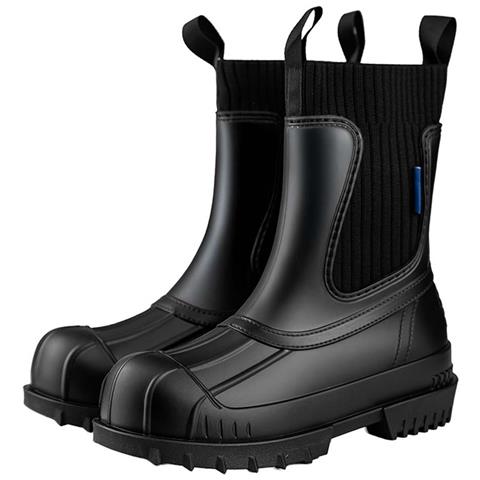 Stivali Da Pioggia Impermeabili Da Donna In Stile Britannico Compatibili Con Abbigliamento Casual, Con Tomaia In Pvc E Design Elastico Per Un Comfort Superiore Black 38 - Foto 1