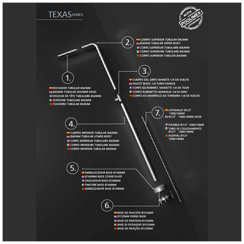 Imex Doccia Piscina In Acciaio 316 Colore Acciaio Con Diffusore Anticalcare Rubinetto Monoforo Per Acqua Fredda E Base Decorativa Ø160mm - Modello Texas - Foto 6