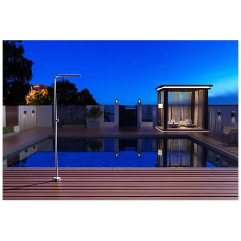 Imex Doccia Piscina In Acciaio 316 Colore Acciaio Con Diffusore Anticalcare Rubinetto Monoforo Per Acqua Fredda E Base Decorativa Ø160mm - Modello Texas - Foto 1