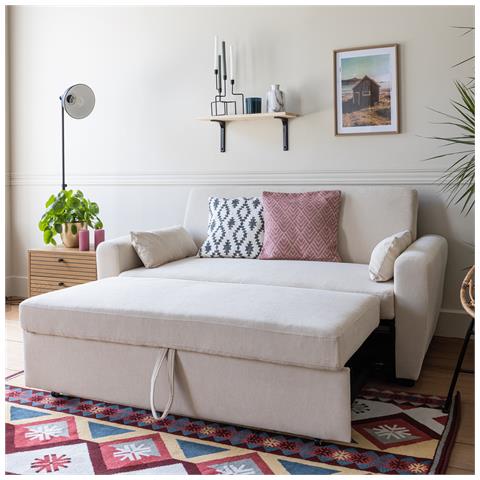 Divano Letto In Velluto A Coste Beige A 2 Posti Matt - Foto 6