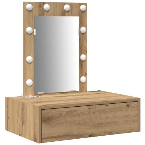 Tavolo da toeletta sospeso con luci LED - Rovere artigianale - Foto 1