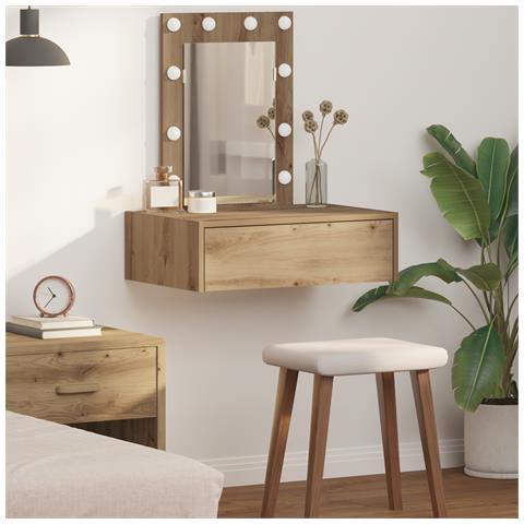 Tavolo da toeletta sospeso con luci LED - Rovere artigianale - Foto 2