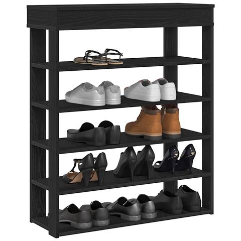 Scarpiera Nera 80x30x98 cm in Legno Multistrato - Foto 2