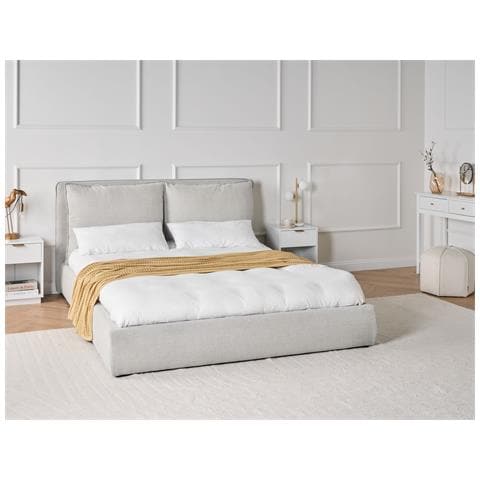 Letto Ad Acqua Tessuto Bajonna 160 X 200 Cm Grigio Chiaro - Foto 1