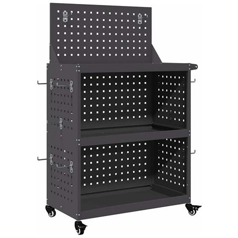 Carrello per Attrezzi con lo scaffale Nero 65 x 35 x 111 cm - Foto 1