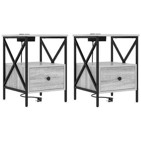 Armadio da Notte 2 pcs Grigio sonoma 41.5 x 40.5 x 55 cm - Foto 1