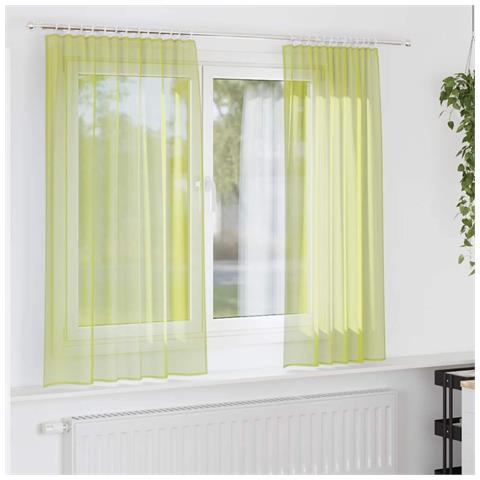 Tende in Voile con Tasche per Aste 2 pz Verde Mela - Foto 2