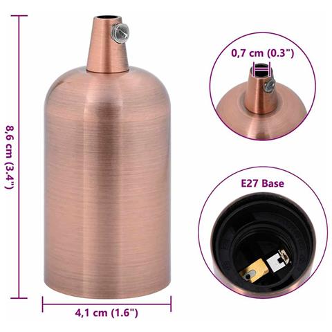 Portalampade 2 pz Rosso Bronzo E27 - Foto 8