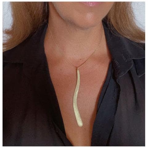 Collana Wave In Ottone Placcato Oro Con Catena Da 40 Cm - Foto 3