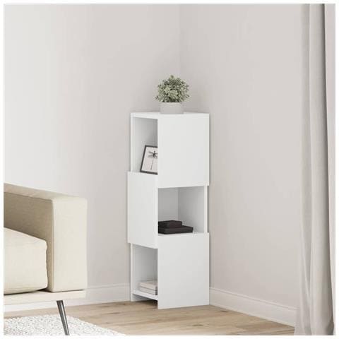 Mobile angolare Bianco 25,5x25x80cm Legno multistrato - Foto 2