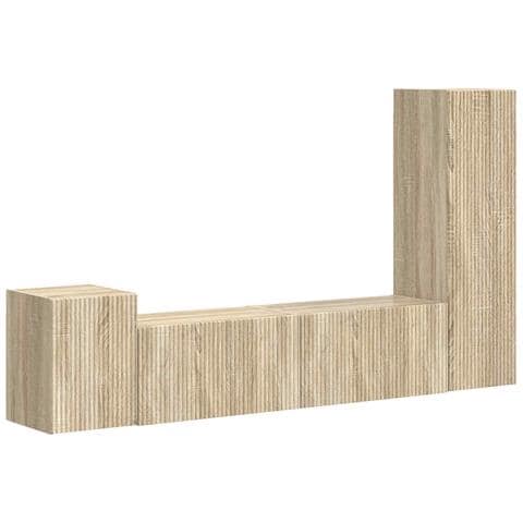 Set mobile TV 4 pcs Rovere Sonoma Legno multistrato - Foto 1