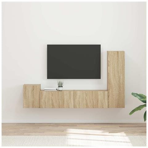 Set mobile TV 4 pcs Rovere Sonoma Legno multistrato - Foto 2