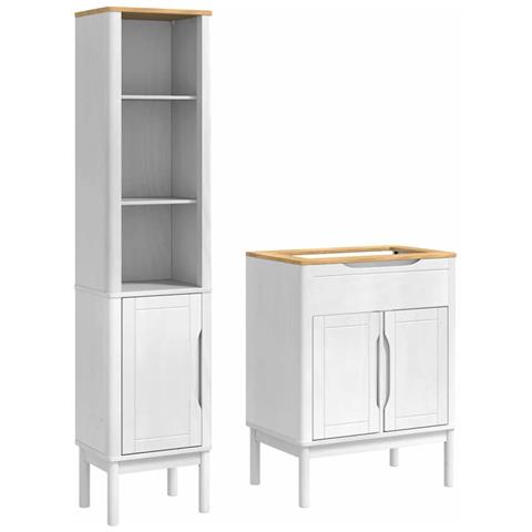 Set di mobili per il bagno con lo scaffale FLORO 2 pcs Bianco - Foto 1