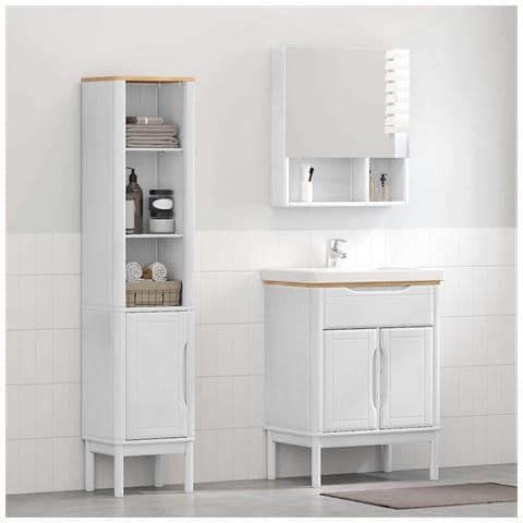 Set di mobili per il bagno con lo scaffale FLORO 2 pcs Bianco - Foto 2