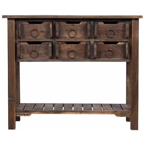 Tavolino Da Ingresso In Legno Con 6 Cassetti 105x45,5x82h Cm - Foto 2