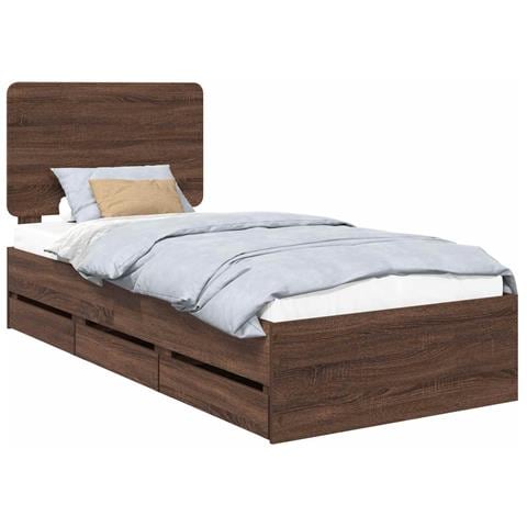 Struttura del letto con cassetto Rovere Marrone 90 x 190 cm - Foto 1