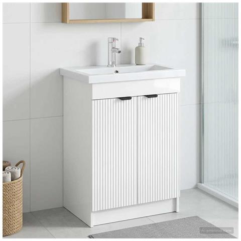 Mobiletto da bagno sotto il lavello Bianco Lucido - Foto 2