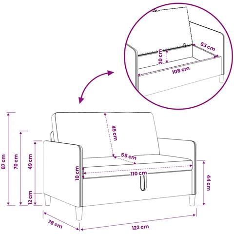 Divano con Storage Grigio Scuro 122 x 78 x 87 cm Poliestere - Foto 7
