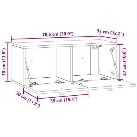 Mobile Porta TV da Muro Rovere Fumo 78,5 x 31 x 30 cm - Foto 9