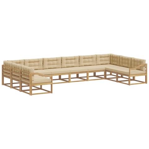 Set di divani da esterno con cuscino 10 pcs Bianco e Beige - Foto 1