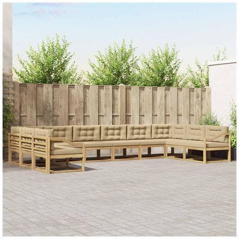 Set di divani da esterno con cuscino 10 pcs Bianco e Beige - Foto 2