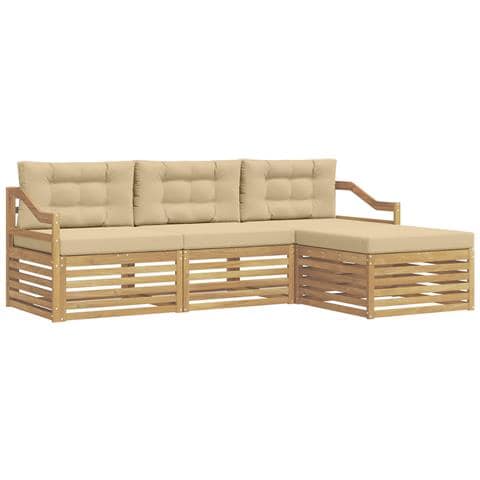 Set di divani da esterno 4 pcs Bianco e Beige Poliestere - Foto 1